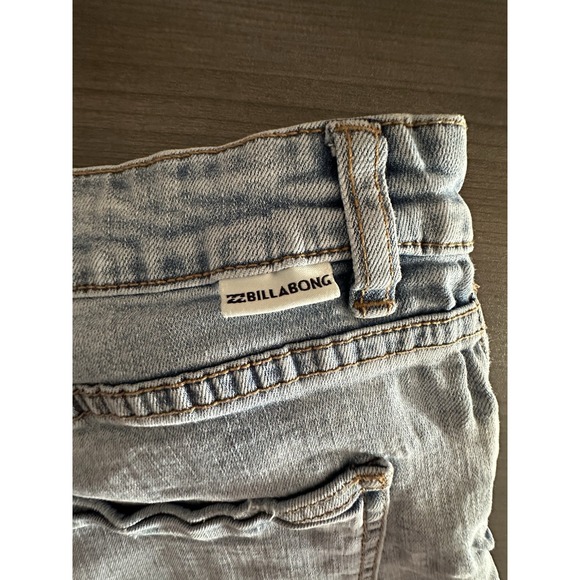 Y2K Billabong Denim Micro Mini Jean Shorts Low Rise Cut Off Grunge Festival 30 - Picture 4 of 5